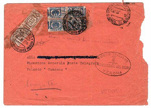 R.S.I. - Da Verona 13.7.44 per città ... 