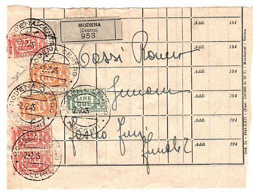 R.S.I. - Ricevuta di pacco spedita ad un ... 