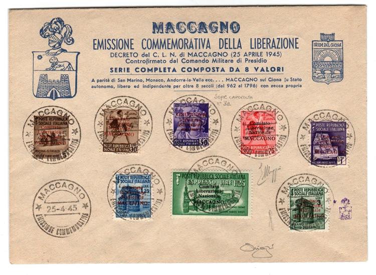 C.L.N. - Maccagno PO + EX 8 val. cpl. con il ... 