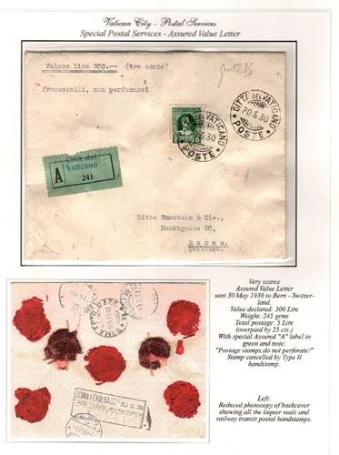 VATICANO - Assicurata 300 lire dal Vaticano ... 