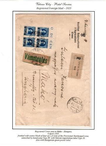 VATICANO - Provvisoria 1,30 l., blocco di 4 ... 