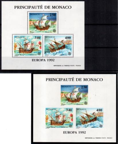 ESTERO - Monaco - Europa 1992 - 2 foglietti ... 