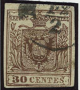 LOMBARDO VENETO - Falso di Milano 30 c. ... 