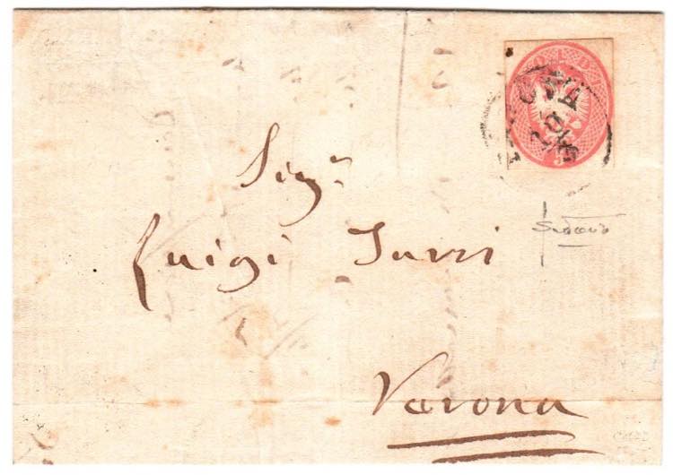 LOMBARDO VENETO - Ritaglio di busta da 5 s. ... 