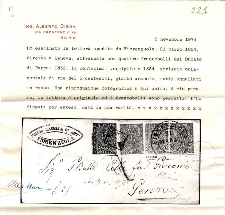 PARMA - Da Fiorenzuola 21 MAR 1854 ... 