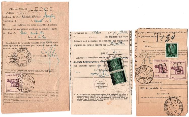 LUOGOTENENZA - 3 moduli con franc. usati ... 