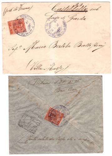 CINA - 2 buste con ann. viola DISTACCAMENTO ... 