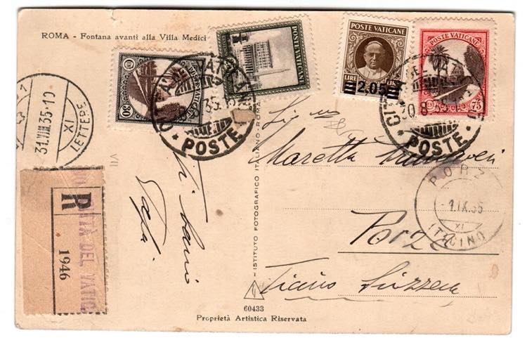 VATICANO - Cartolina racc. dal Vaticano ... 