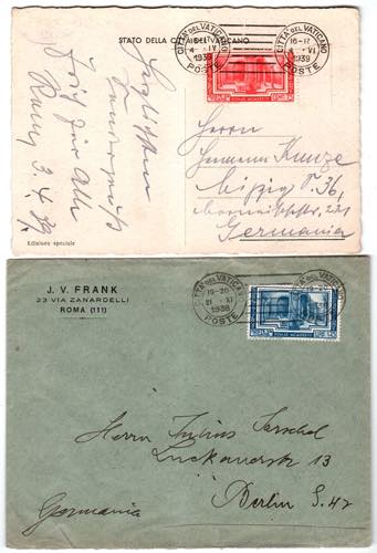 VATICANO - Archeologia - 2 doc. postali: 75 ... 