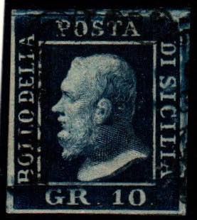 SICILIA - 10 gr. indaco (12b) ritocco 53, ... 