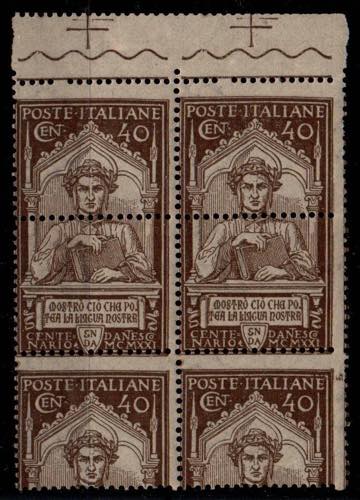 VITTORIO EMANUELE III - Dante 40 c. blocco ... 