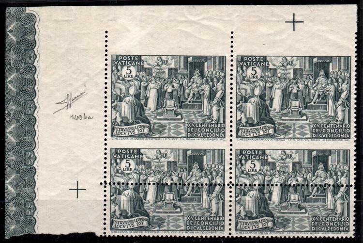 VATICANO - Calcedonia 5 l., blocco di 4 es. ... 