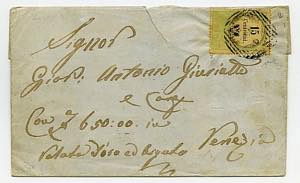 LOMBARDO VENETO - Busta per Venezia con 15 ... 