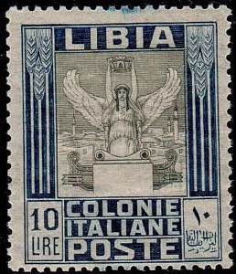LIBIA - Pittorica 10 lire dent. 14 1/4 x 13 ... 