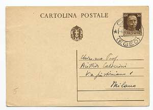EGEO - Cart. postale Regno C 80, 30 c. da ... 