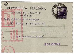 BIGLIETTI POSTALI - B 41, 4 l. Rep. Italiana ... 