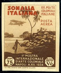 SOMALIA - PA Arte Coloniale 75 c. non dent. ... 