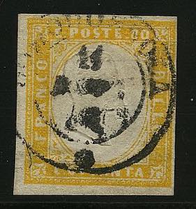 SARDEGNA - IV em. 80 c. giallo (17Da). AD, ... 