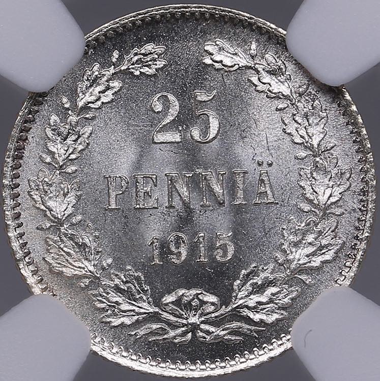 Russia, Finland 25 pennia 1915 S - NGC MS 67 An  - Auctions