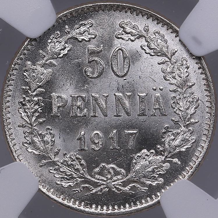 Russia, Finland 50 pennia 1917 S - NGC MS 66 An  - Auctions