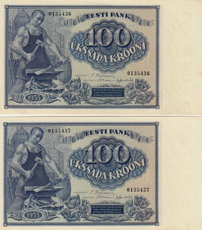Estonia 100 krooni 1935 (2)
AU-UNC