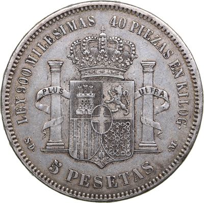 Spain 5 pesetas 1871
25.08 g. XF/XF