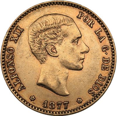 Spain 25 pesetas 1877
6.43 g. ... 