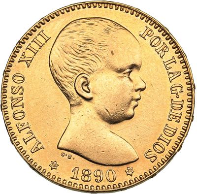 Spain 20 pesetas 1890
6.43 g. ... 