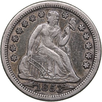 USA one dime 1853
2.43 g. VF/VF+