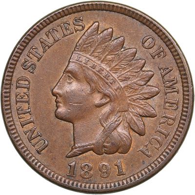 USA 1 cent 1891
3.21 g. AU/AU KM# ... 