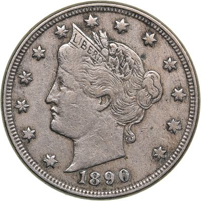 USA 5 cents 1890
4.84 g. VF/VF KM# ... 