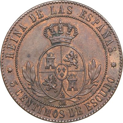 Spain 5 centimos 1868
12.37 g. ... 