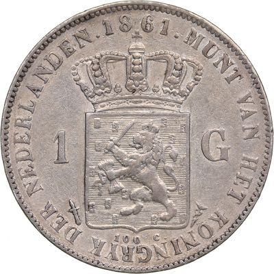 Netherland 1 gulden 1861
9.94 g. ... 