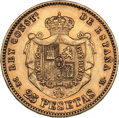 Spain 25 pesetas 1877
6.43 g. ... 