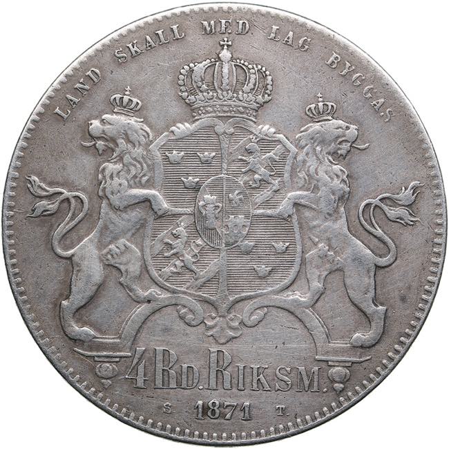 Sweden 4 Riksdaler Riksmynt 1871 - ... 