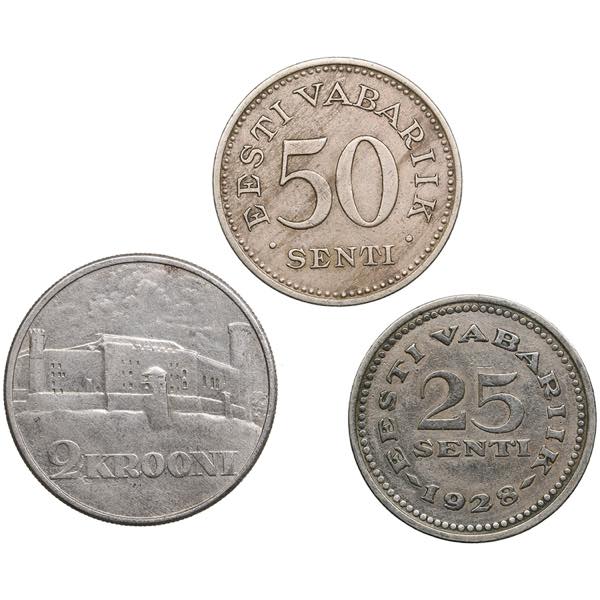 Group of coins: Estonia 1928-1936 ... 