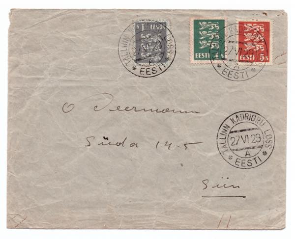 ESTONIA envelope 1929 - Special ... 