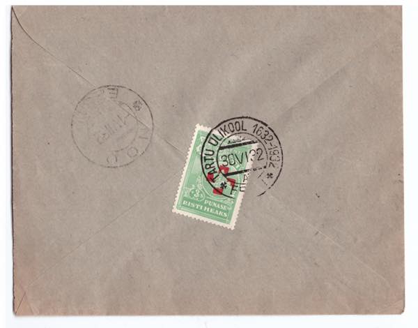 ESTONIA Envelope 1932 - Special ... 