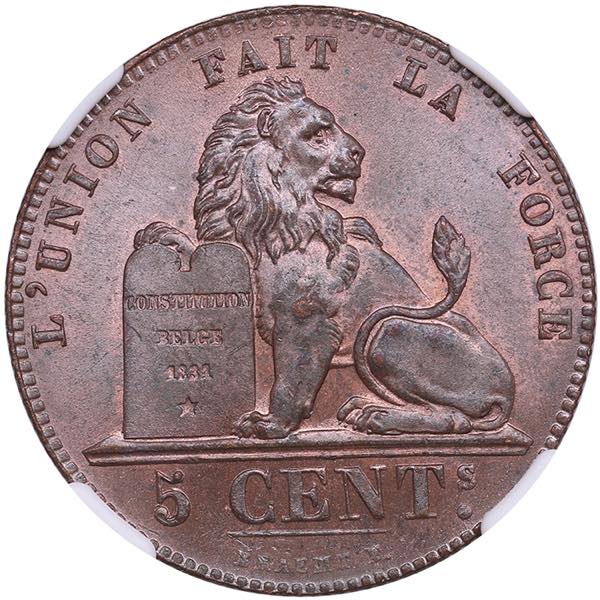 Belgium 5 Centimes 1856 - NGC MS ... 