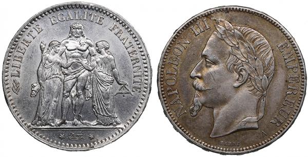 France 5 Francs 1870 & 1876 (2) ... 