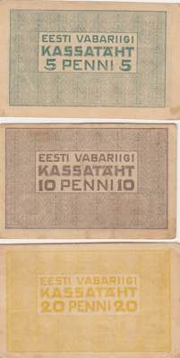 Estonia 5, 10, 20 penni 1919
F-VF