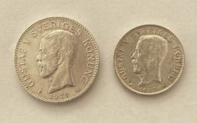 Sweden 2 kronor 1939, 1 kronor ... 