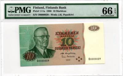 Soome 10 markkaa 1980 PMG 66 ... 