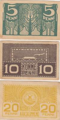Estonia 5, 10, 20 penni 1919
F-VF