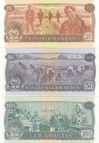 Angola 20,50,100 kwanzas ... 