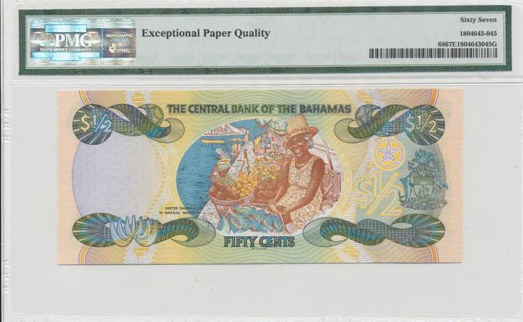 Bahamas 1/2 dollars 2001 - PMG 67 ... 