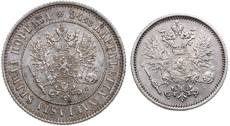 Russia, Finland 1 markka 1892 & 50 ... 