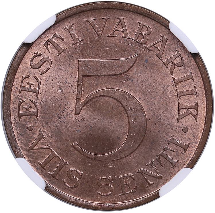 Estonia 5 senti 1931 - NGC MS 64 ... 