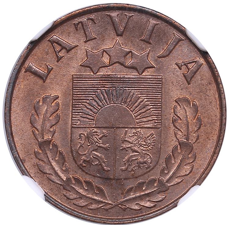 Latvia 1 santims 1937 - NGC MS 65 ... 