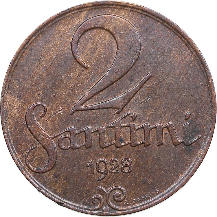 Latvia 2 santimi 19281.96g. UNC/UNC